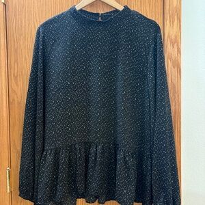Loft Outlet Long Sleeve Peplum Top Black sz XL